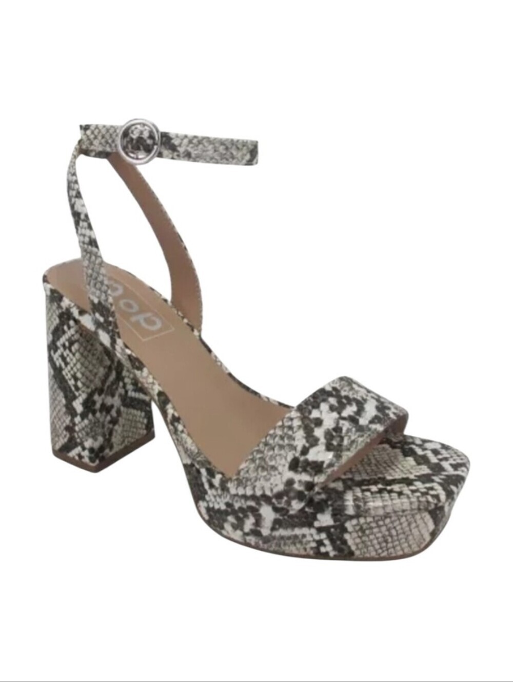 Pop Snakeskin Ankle Strap Heels